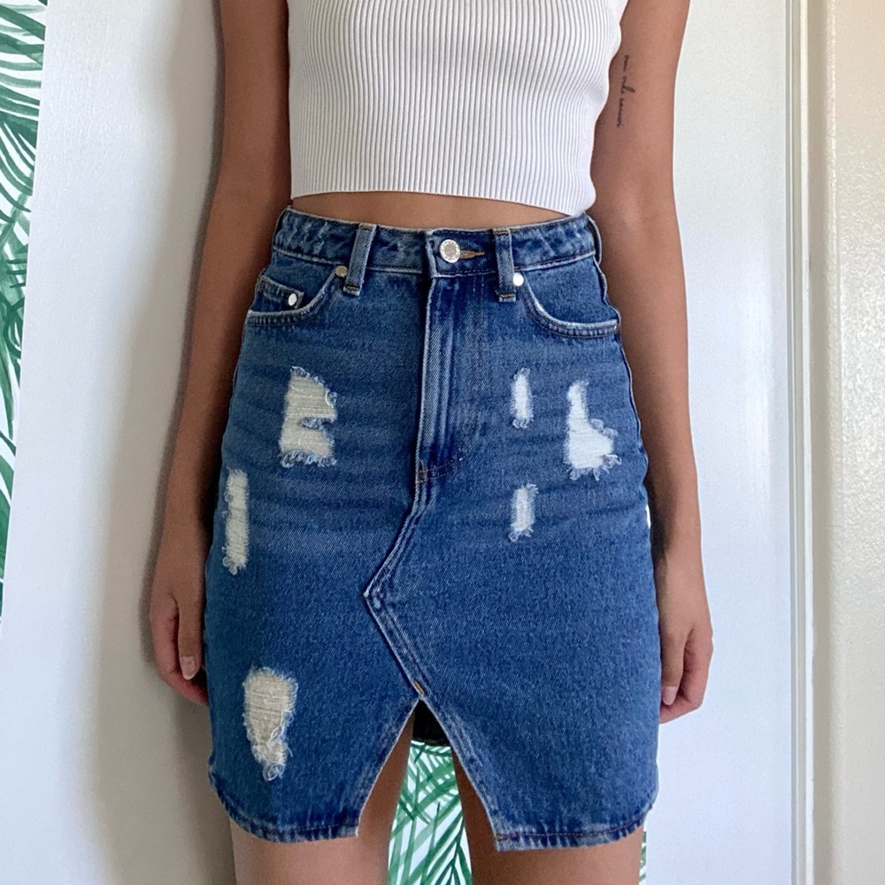 H&M high waist denim skirt